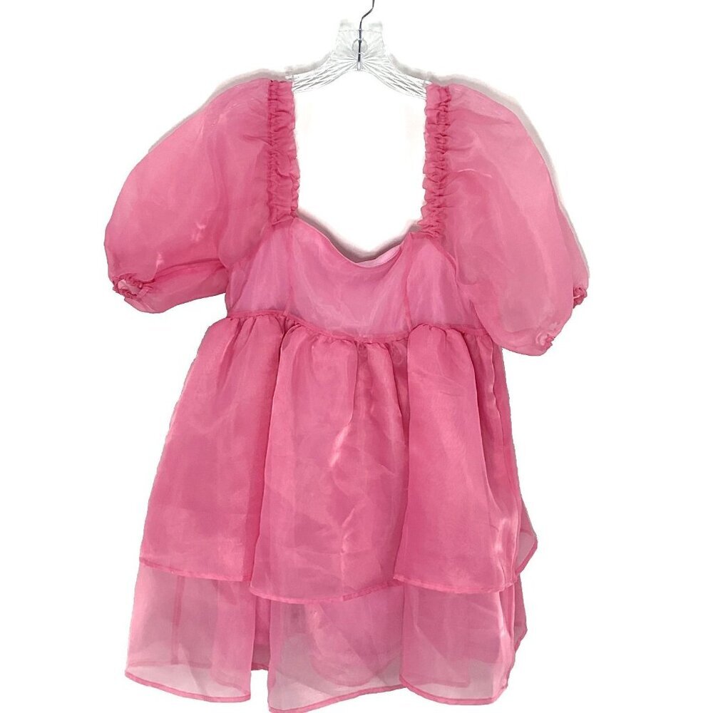 Chelsea & Violet Dress Women S Rose Babydoll Puff Sleeve Tiered Mini Organza